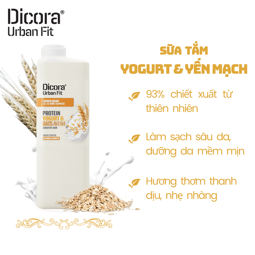 Dicora Urban Fit Sữa tắm Protein Yogurt & Chiết xuất yến mạch 750ml
