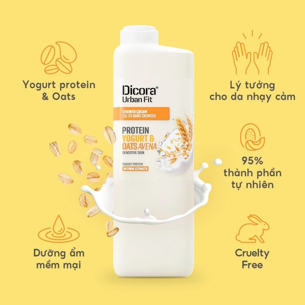 Dicora Urban Fit Sữa tắm Protein Yogurt & Chiết xuất yến mạch 750ml