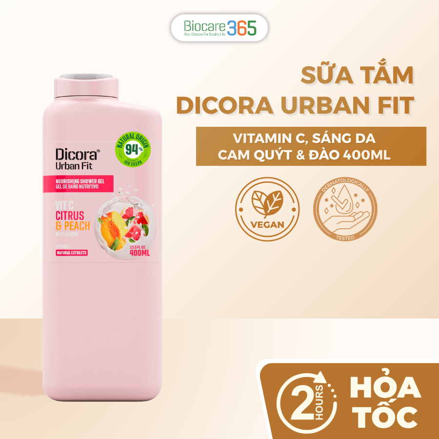 Dicora Urban Fit Sữa tắm Vitamin C Cam quýt & Đào 400ml