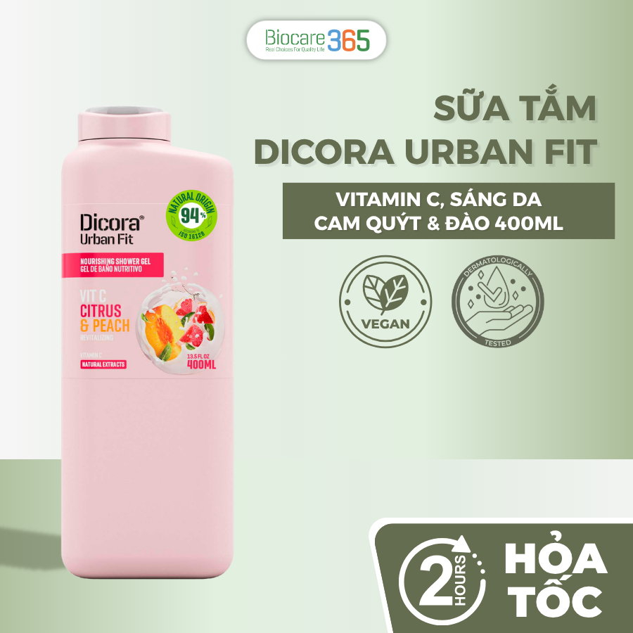 Dicora Urban Fit Sữa tắm Vitamin C Cam quýt & Đào 400ml