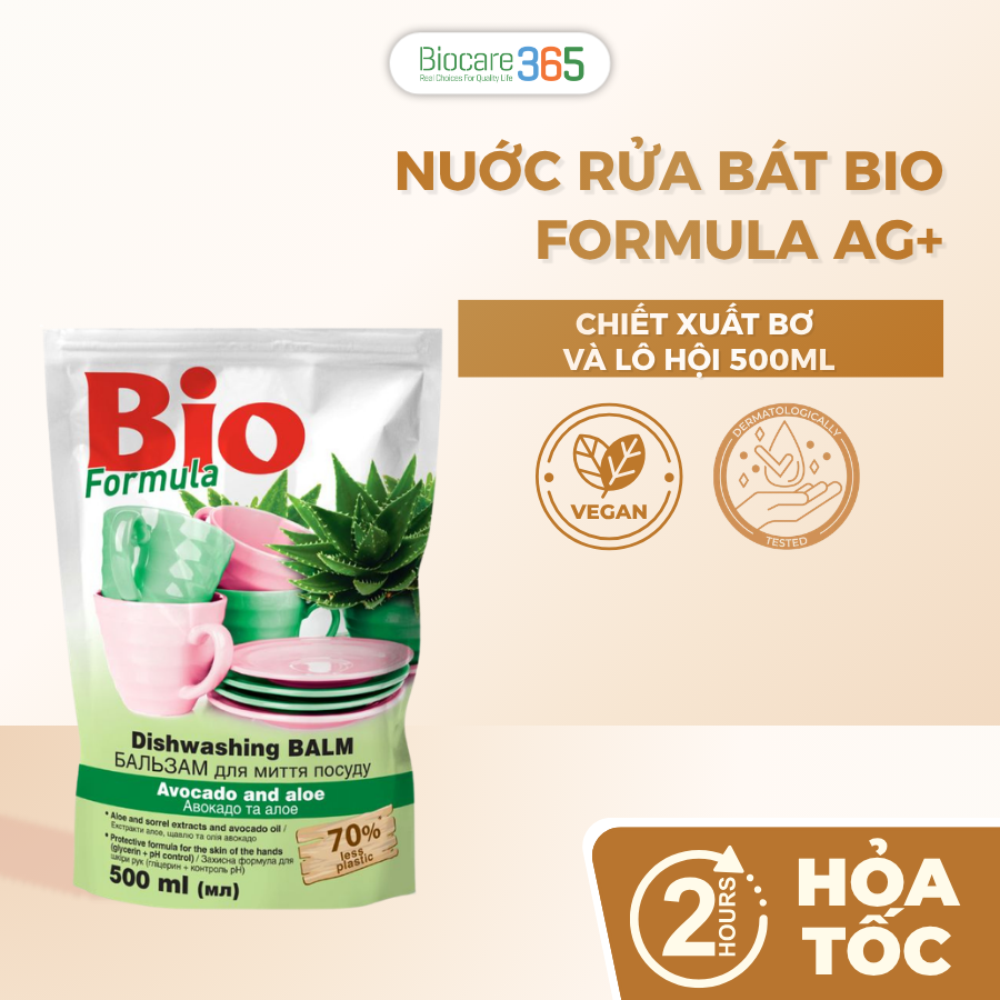 Diswashing Balm Avocado and Aloe - Nuớc rửa bát Bơ và Lô hội dạng túi 500ml