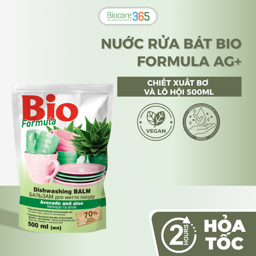 Diswashing Balm Avocado and Aloe - Nuớc rửa bát Bơ và Lô hội dạng túi 500ml
