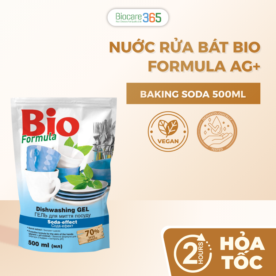 Diswashing Gel Soda-effect - Gel rửa bát Soda dạng túi 500ml