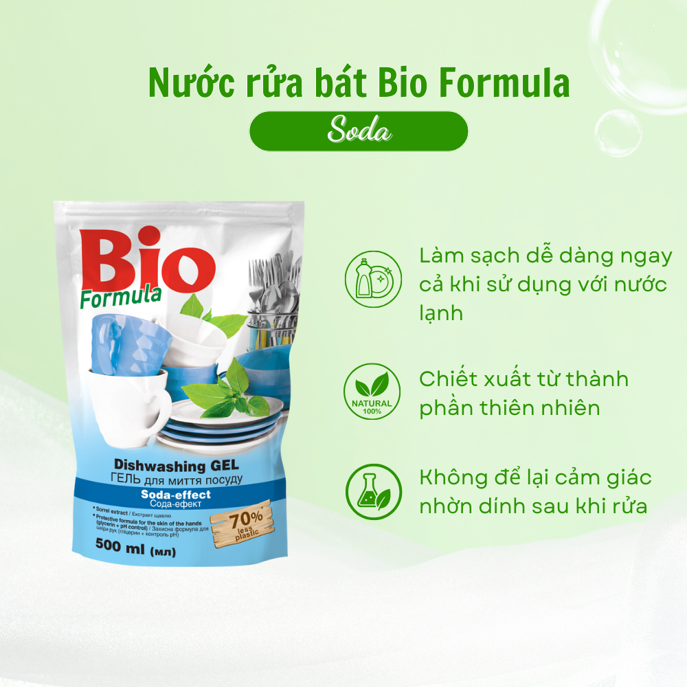  Diswashing Gel Soda-effect - Gel rửa bát Soda dạng túi 500ml 