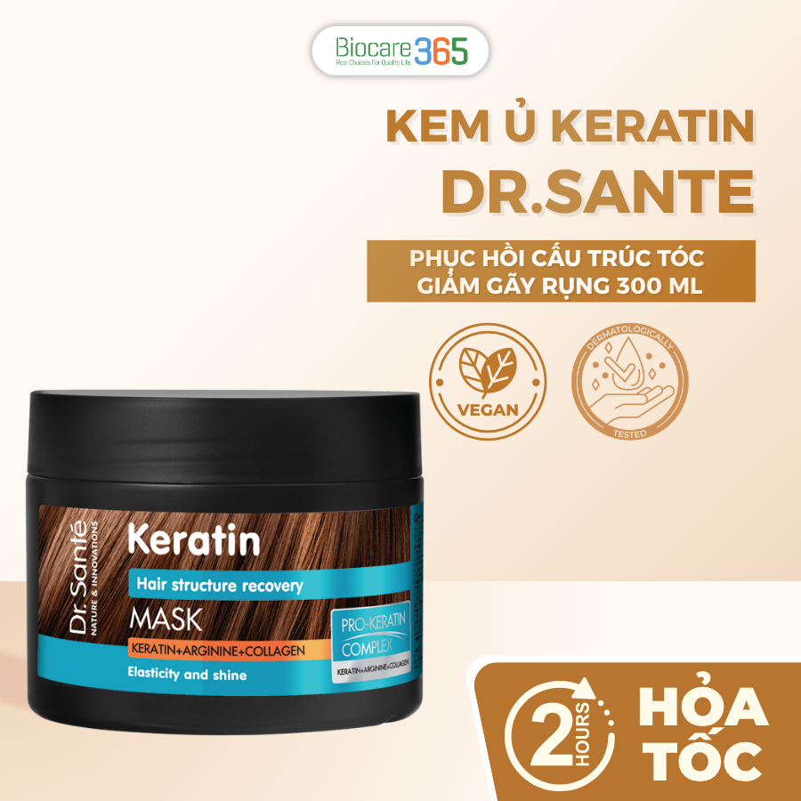 Dr.Sante Keratin Kem ủ phục hồi cấu trúc tóc, 300ml