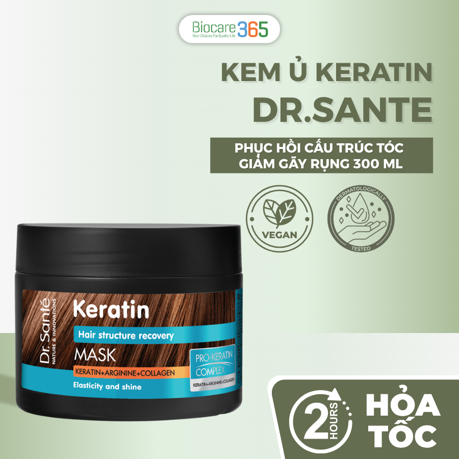 Dr.Sante Keratin Kem ủ phục hồi cấu trúc tóc, 300ml