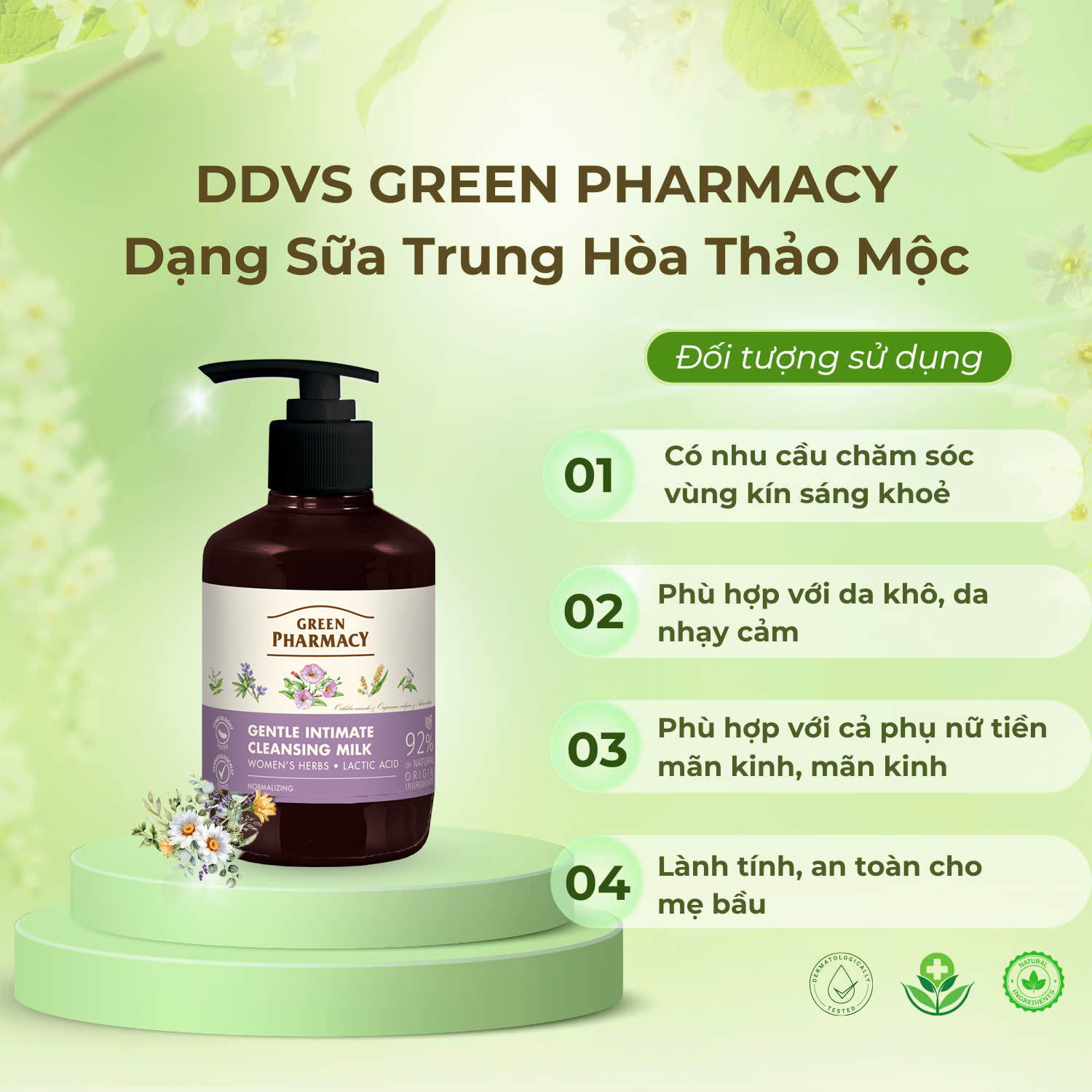Green Pharmacy Dung Dịch Vệ Sinh Phụ Nữ Green Pharmacy Dạng Sữa Trung Hòa “Thảo Mộc” 370ml