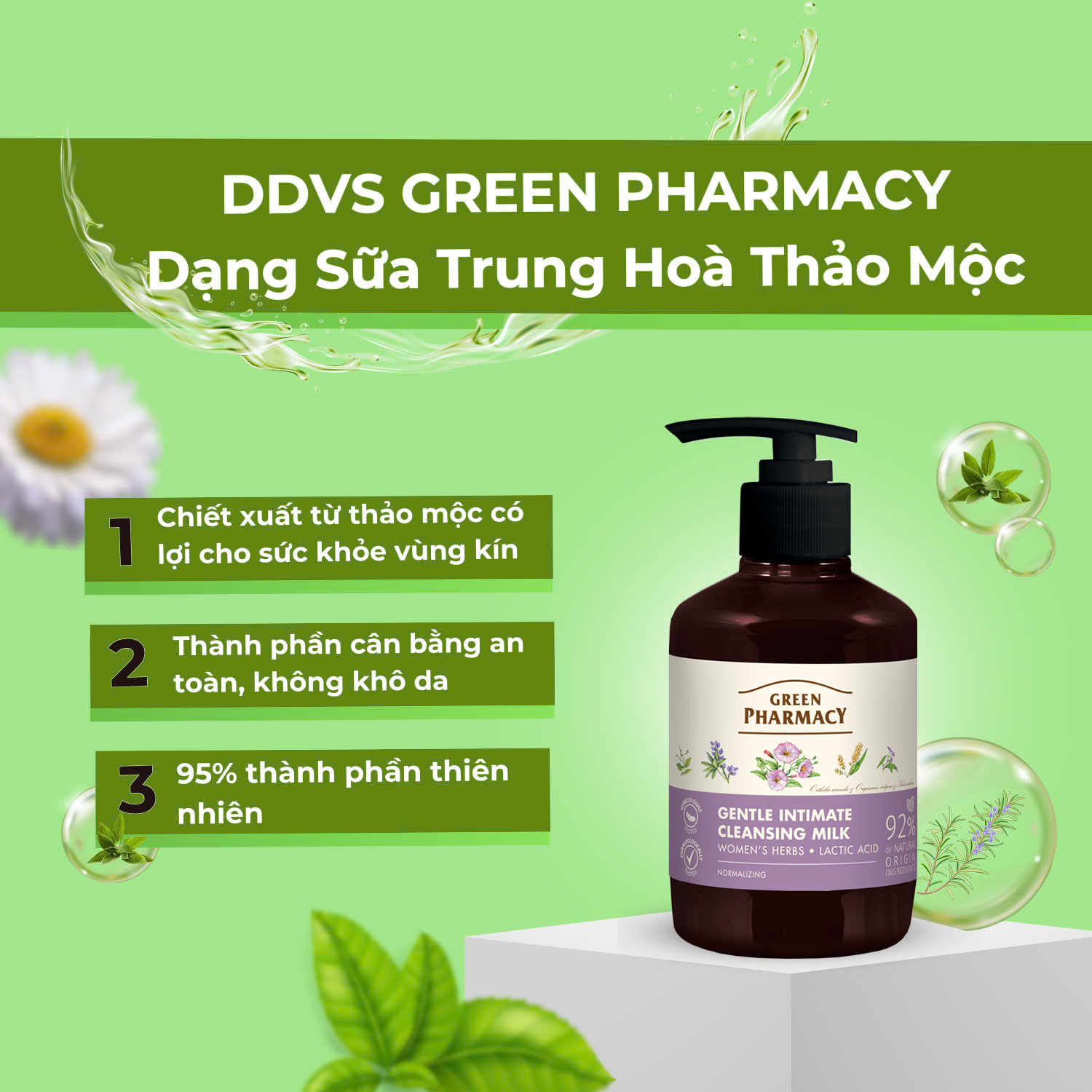 Green Pharmacy Dung Dịch Vệ Sinh Phụ Nữ Green Pharmacy Dạng Sữa Trung Hòa “Thảo Mộc” 370ml