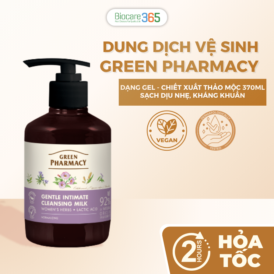 Dung Dịch Vệ Sinh Phụ Nữ Green Pharmacy Dạng Sữa Trung Hòa “Thảo Mộc” 370ml