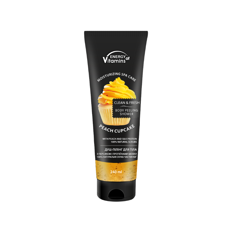  Energy of Vitamins Gel tắm tẩy tế bào chết toàn thân hương bánh cupcake đào 240ml 