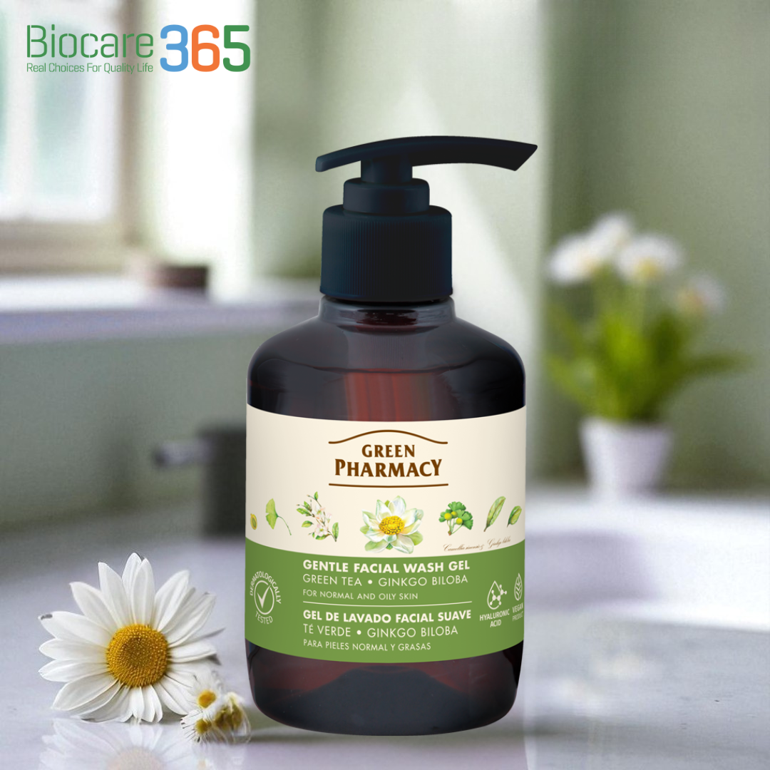  Gel rửa mặt Green Pharmacy chiết xuất Trà xanh và Lá bạch quả 270ml - Dành cho da thường & da dầu 