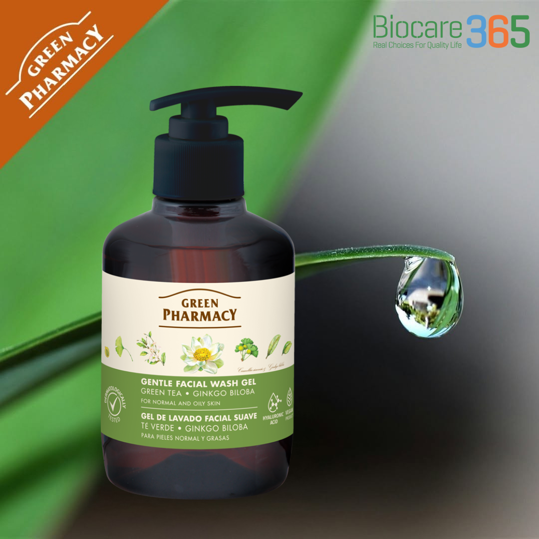 Gel rửa mặt Green Pharmacy chiết xuất Trà xanh và Lá bạch quả 270ml - Dành cho da thường & da dầu
