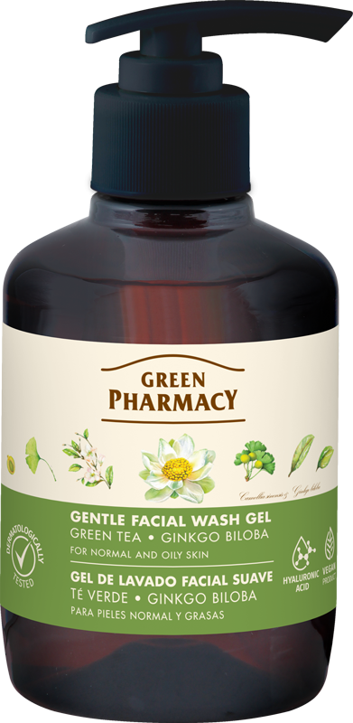Gel rửa mặt Green Pharmacy chiết xuất Trà xanh và Lá bạch quả 270ml - Dành cho da thường & da dầu