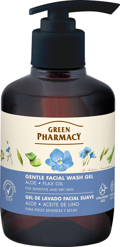 Gel rửa mặt Green Pharmacy lô hội và dầu hạt lanh 270ml - Dành cho da khô và da nhạy cảm