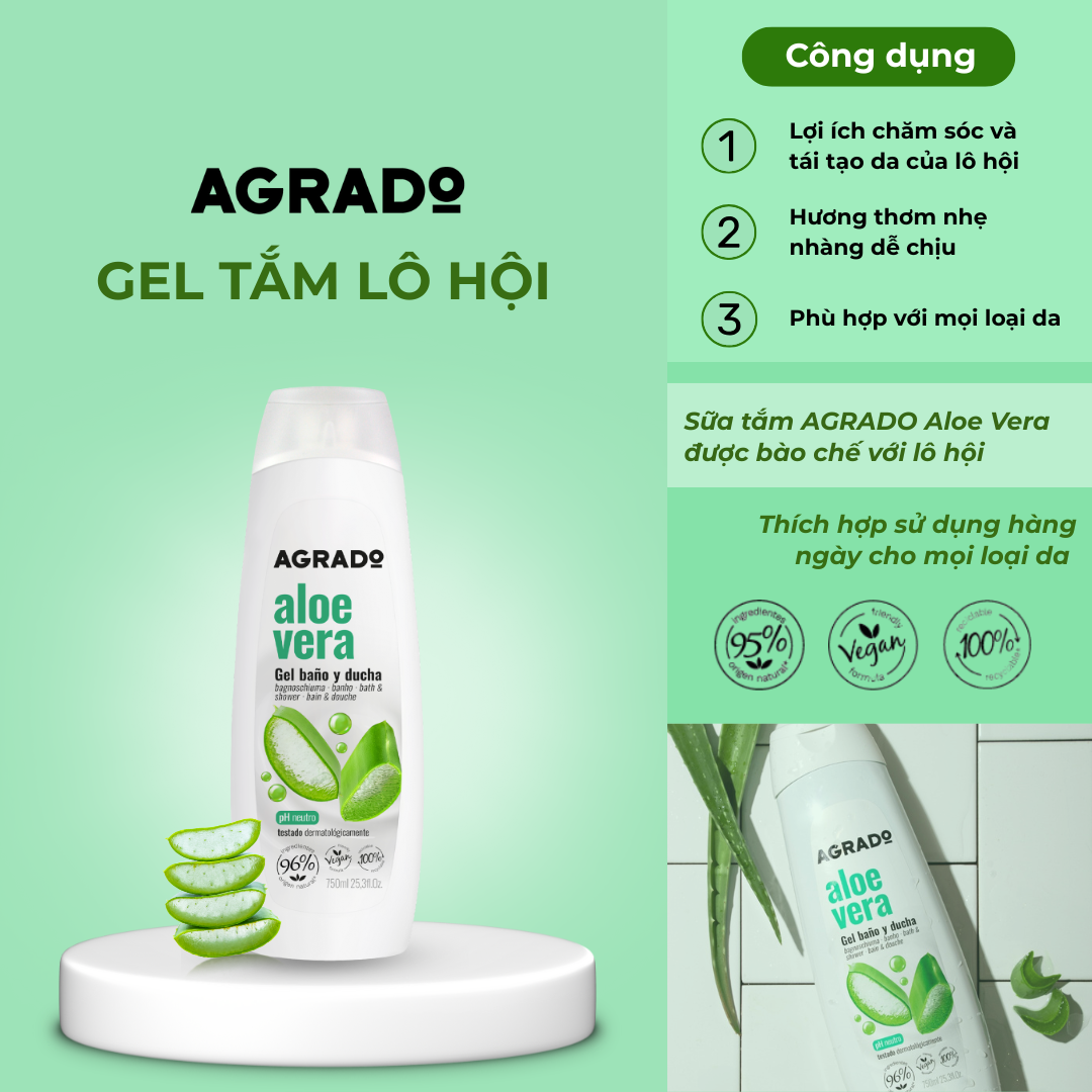  Gel tắm Agrado Lô hội 750ml 