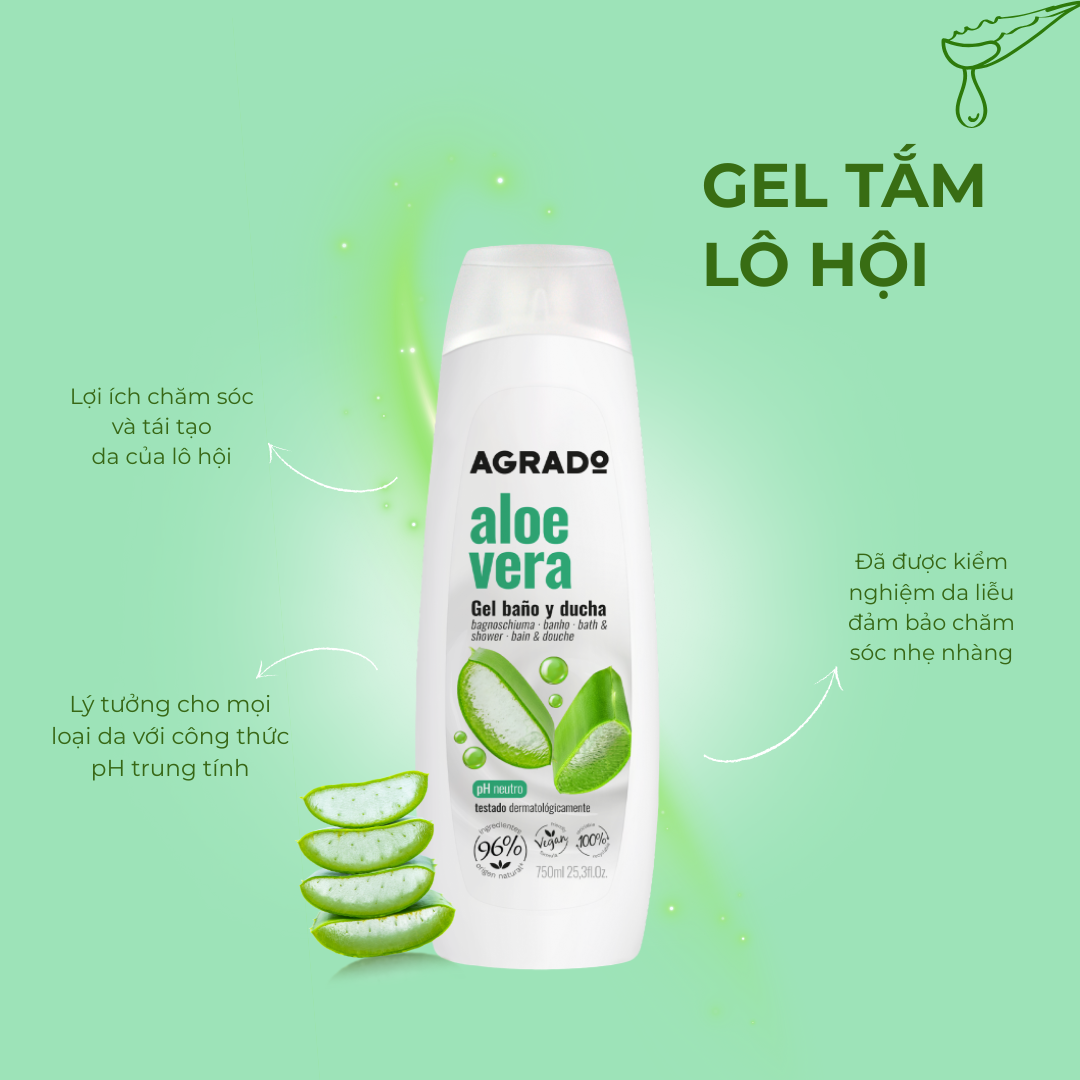 Gel tắm Agrado Lô hội 750ml