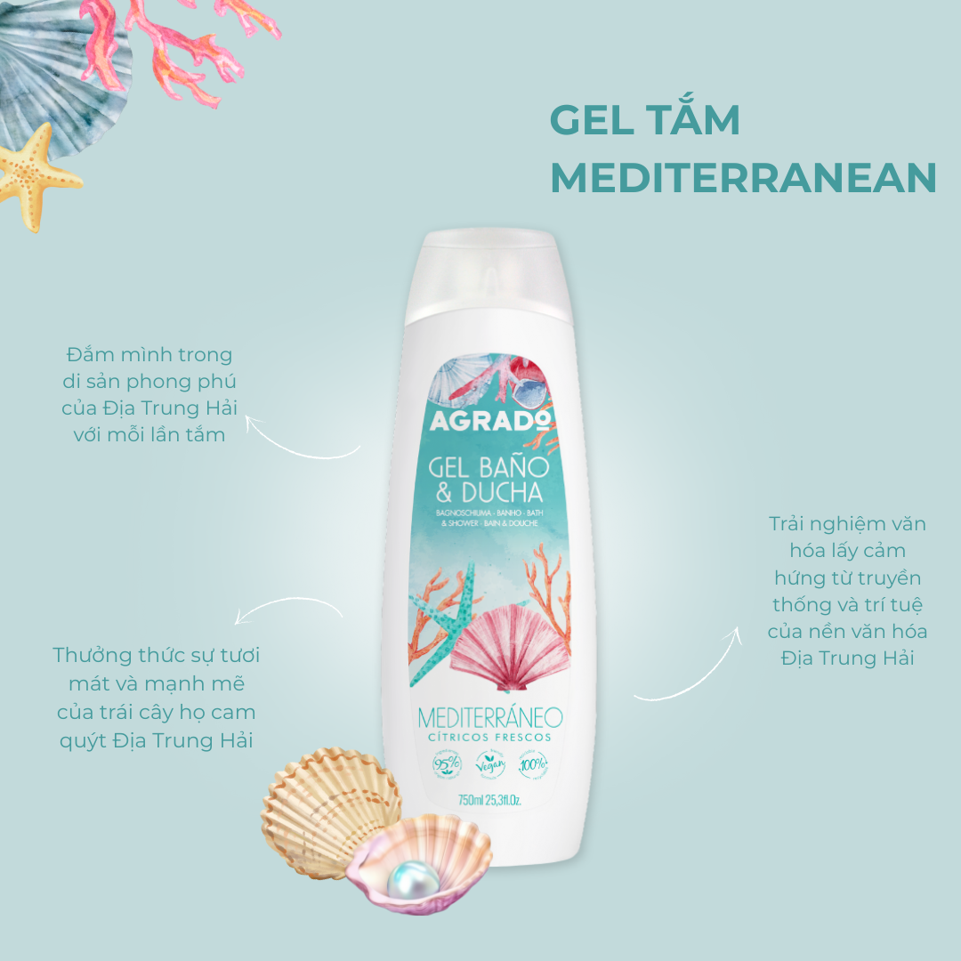  Gel tắm Agrado Mediterranean 750ml 