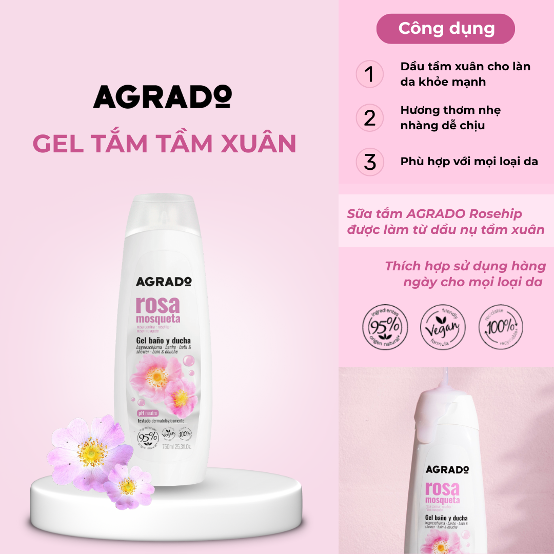  Gel tắm Agrado tầm xuân 750ml 