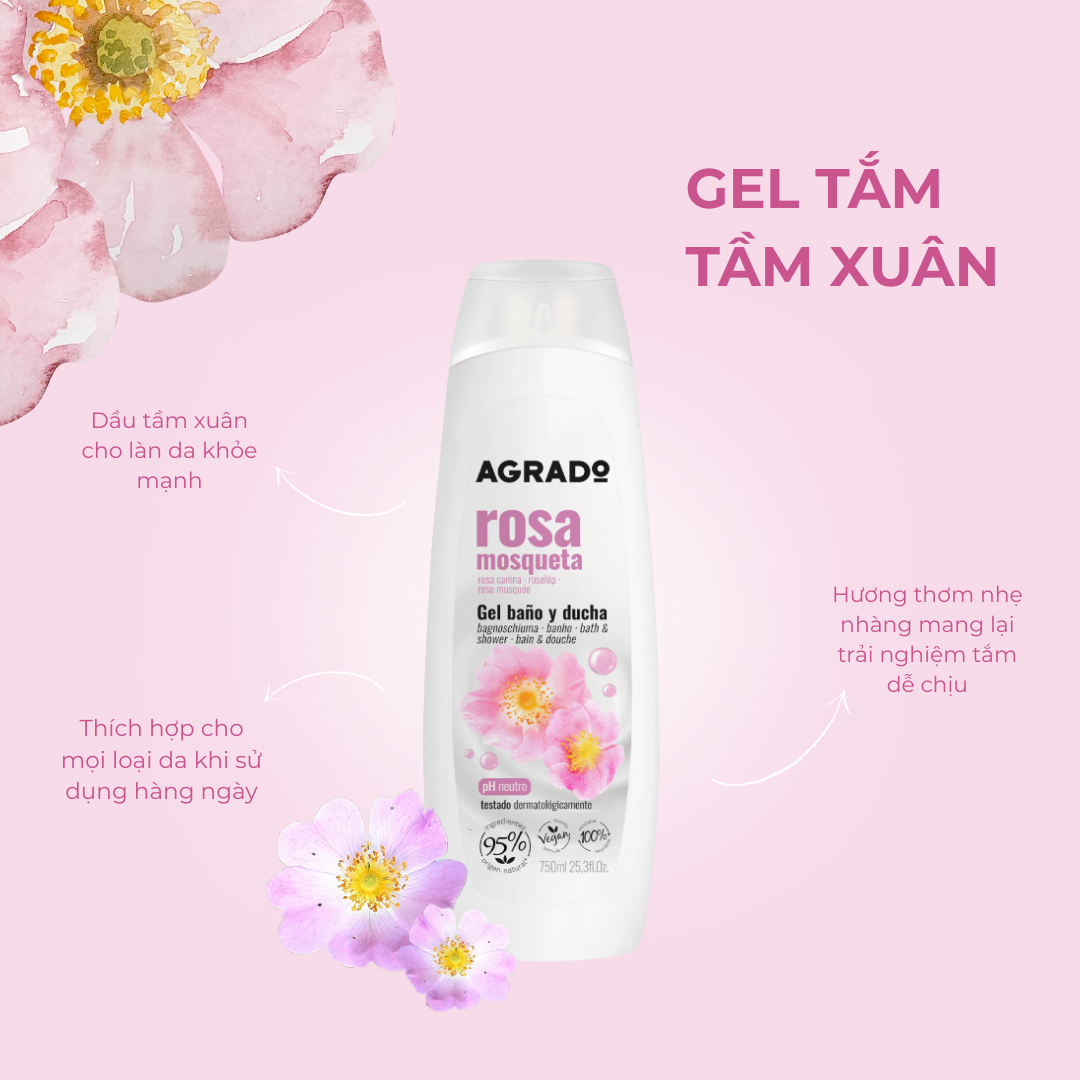 Gel tắm Agrado tầm xuân 750ml