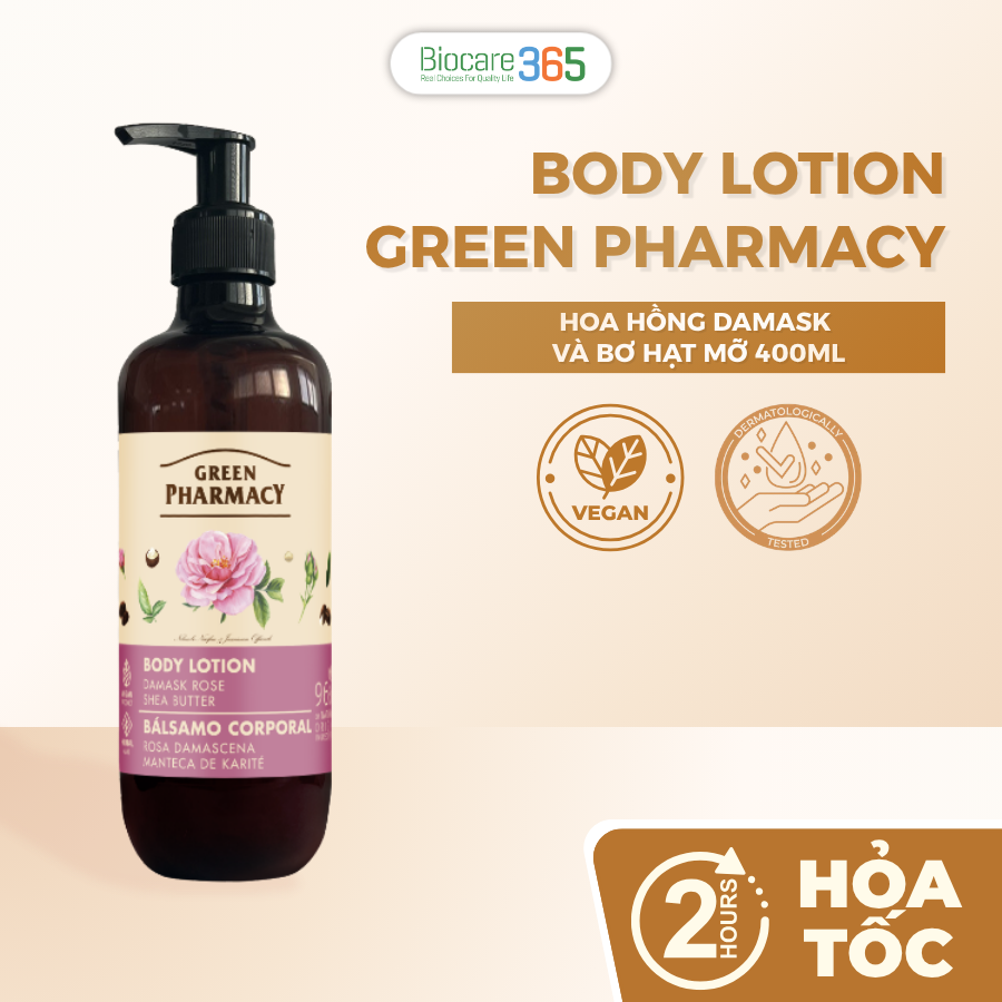 Green Pharmacy Body lotion Damask rose and shea butter / "Green Pharmacy" Sữa dưỡng thể Hoa hồng Damask và Bơ hạt mỡ 400ml