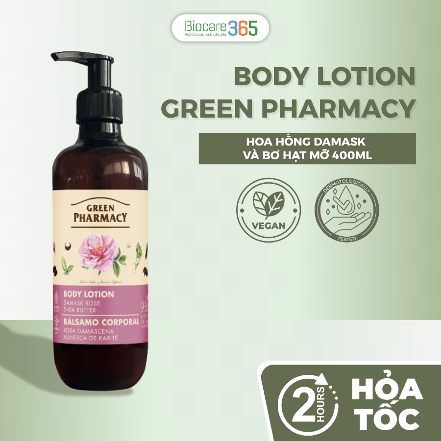 Green Pharmacy Body lotion Damask rose and shea butter / "Green Pharmacy" Sữa dưỡng thể Hoa hồng Damask và Bơ hạt mỡ 400ml
