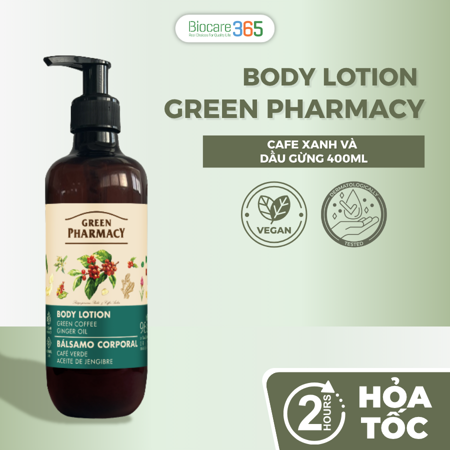 Green Pharmacy Body lotion Green coffee and ginger oil / Green Pharmacy Sữa dưỡng thể Cafe xanh và dầu gừng 400ml