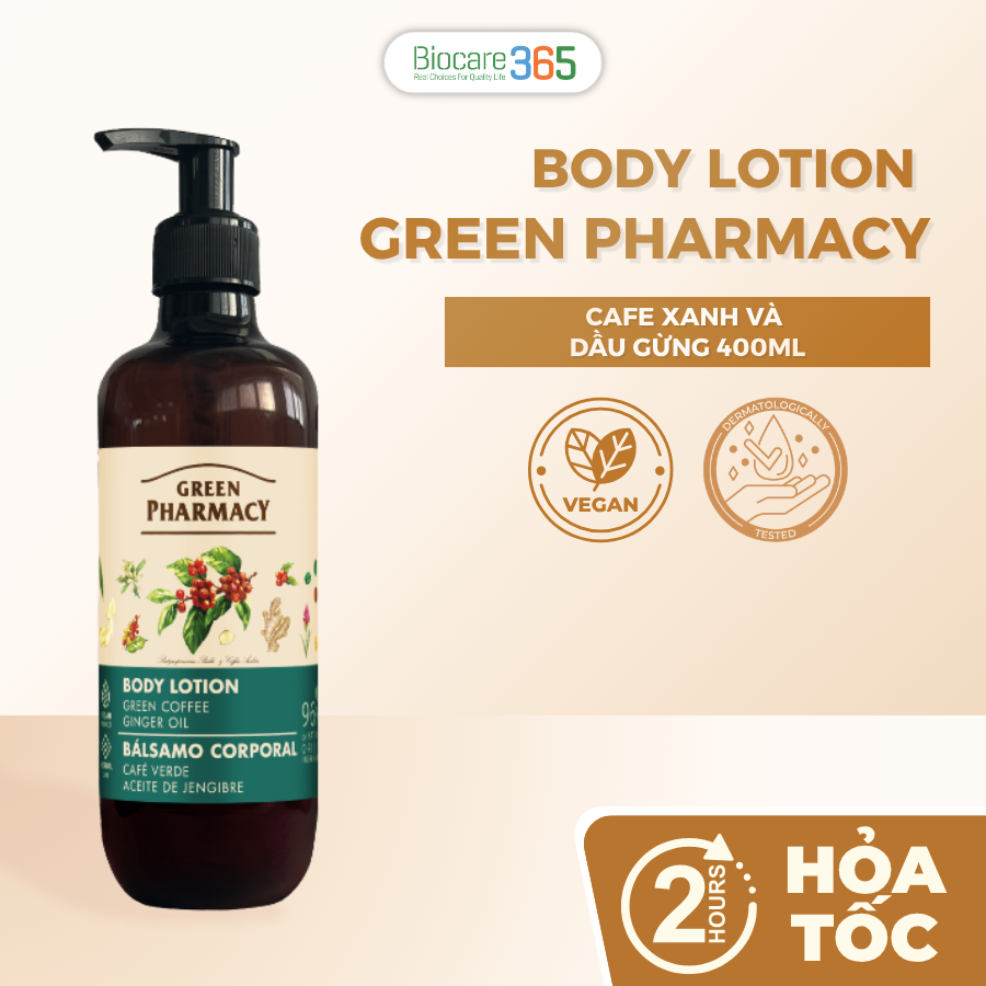 Green Pharmacy Body lotion Green coffee and ginger oil / Green Pharmacy Sữa dưỡng thể Cafe xanh và dầu gừng 400ml