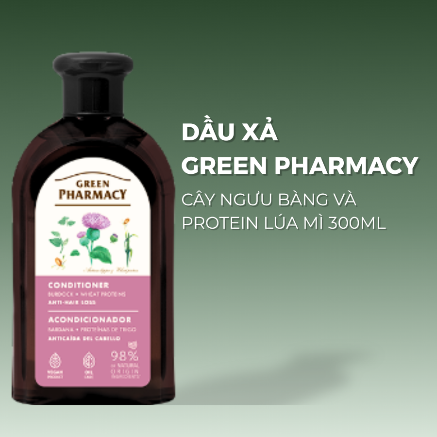Green Pharmacy Dầu xả chống rụng tóc Cây ngưu bàng và protein lúa mì 300ml