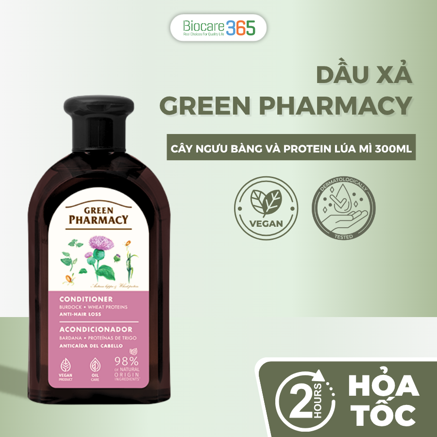 Green Pharmacy Dầu xả chống rụng tóc Cây ngưu bàng và protein lúa mì 300ml