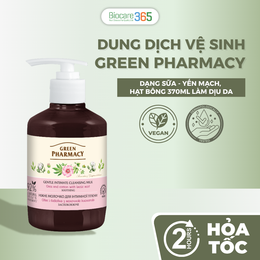 Green Pharmacy Dung Dịch Vệ Sinh Dạng Sữa Green Pharmacy Làm Dịu Da “Yến Mạch và Hạt Bông” 370ml