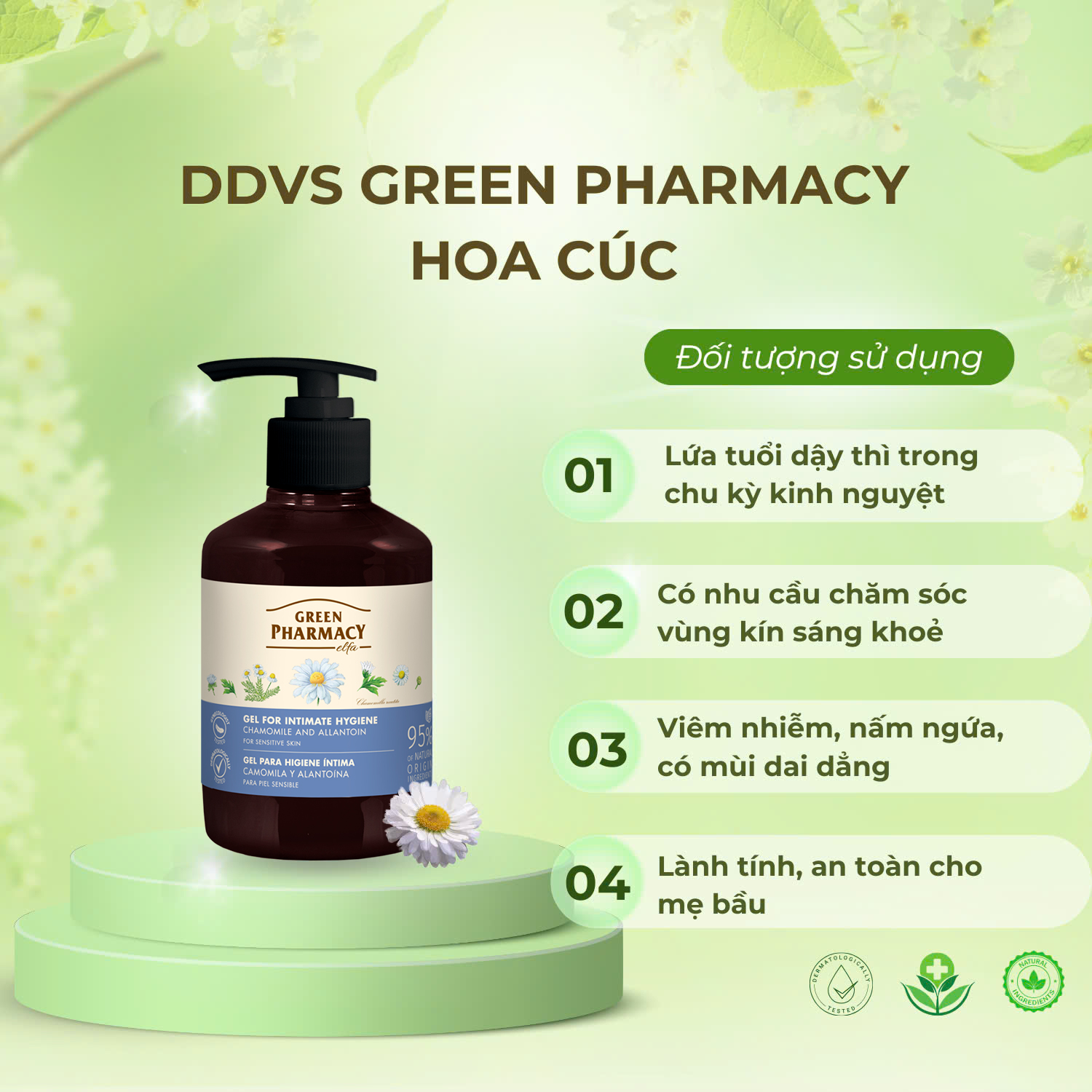 Green Pharmacy Dung dịch vệ sinh phụ nữ "Hoa cúc", 370ml