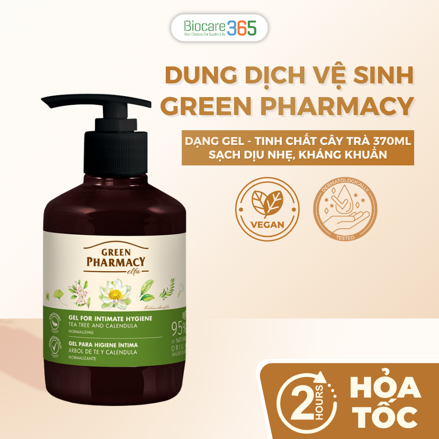 Green Pharmacy Dung dịch vệ sinh phụ nữ kháng khuẩn "Cây trà", 370ml