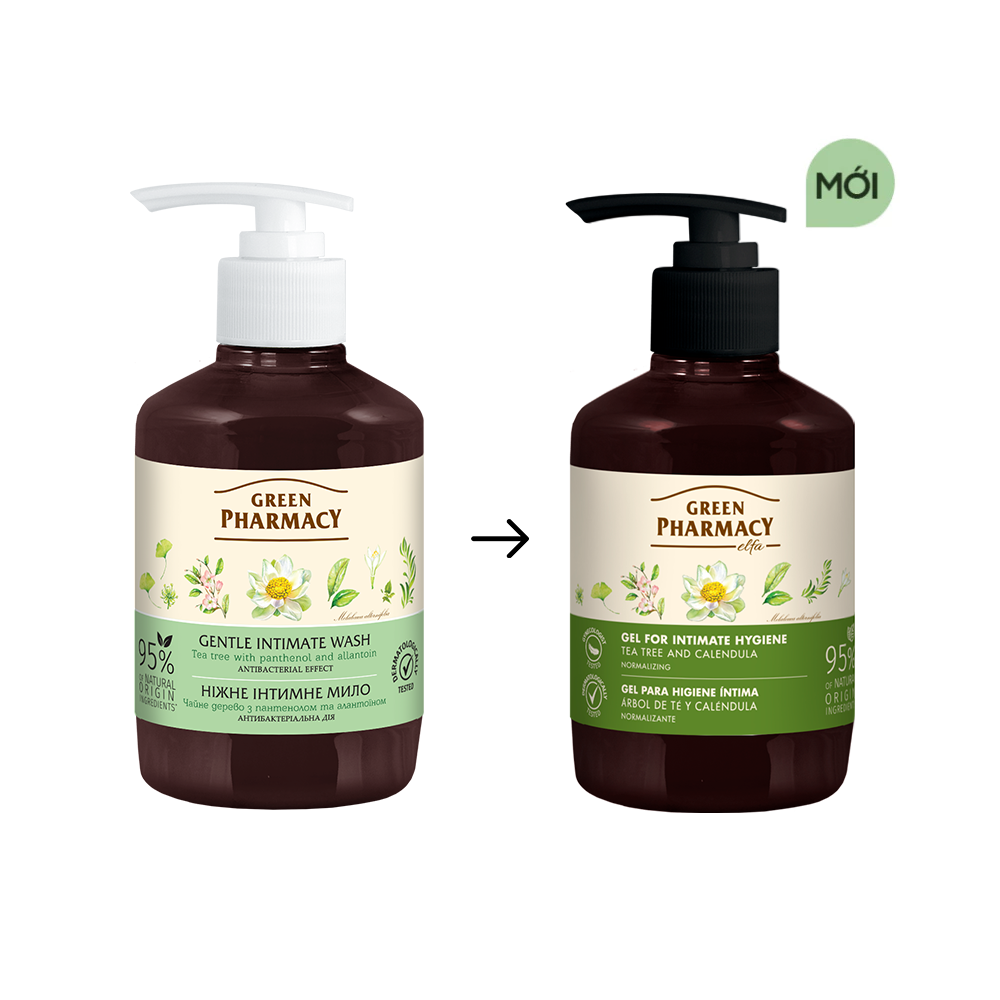  Green Pharmacy Dung dịch vệ sinh phụ nữ kháng khuẩn "Cây trà", 370ml 