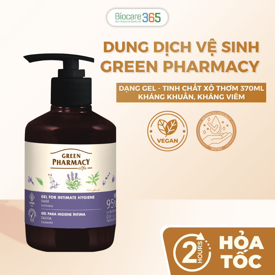 Green Pharmacy Dung dịch vệ sinh phụ nữ kháng viêm "Cây xô thơm", 370ml