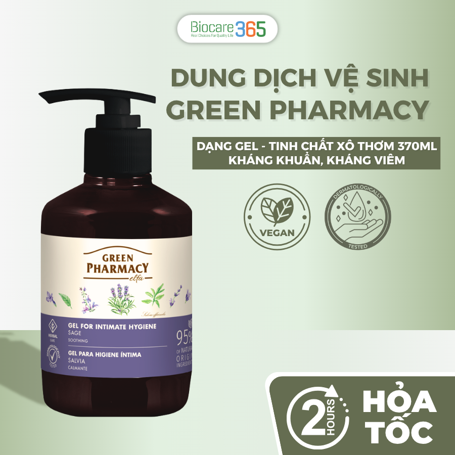 Green Pharmacy Dung dịch vệ sinh phụ nữ kháng viêm "Cây xô thơm", 370ml