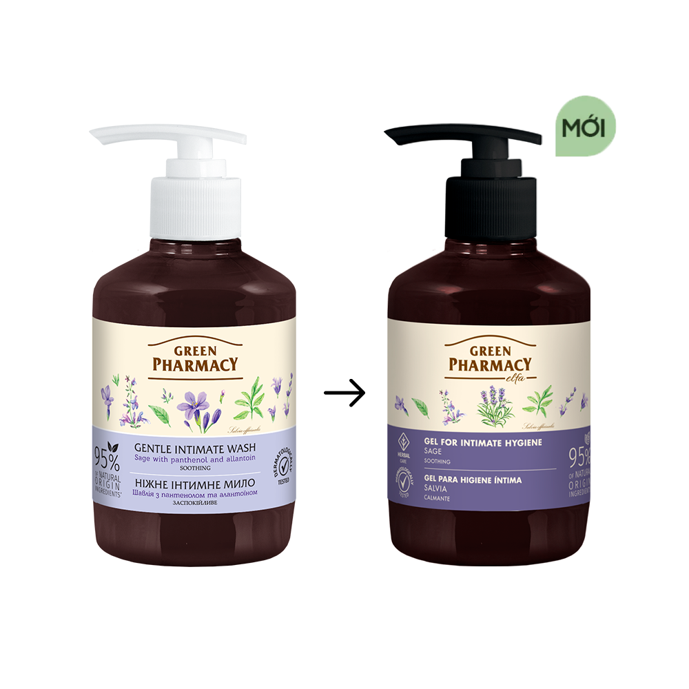  Green Pharmacy Dung dịch vệ sinh phụ nữ kháng viêm "Cây xô thơm", 370ml 