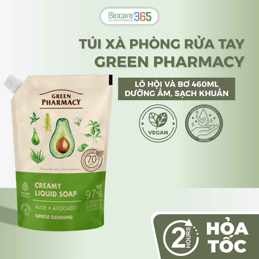 Green Pharmacy Xà phòng rửa tay Lô hội và Bơ dạng túi 460ml