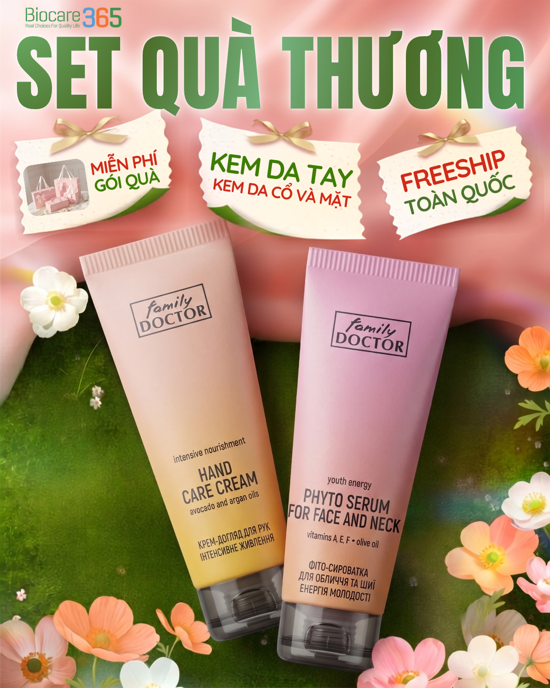 Set Quà 20/10 Gồm 2 Món Kem Dưỡng Da Tay Và Kem Dưỡng Da Mặt Cổ FAMILY DOCTOR Dưỡng Ẩm Mềm Mịn