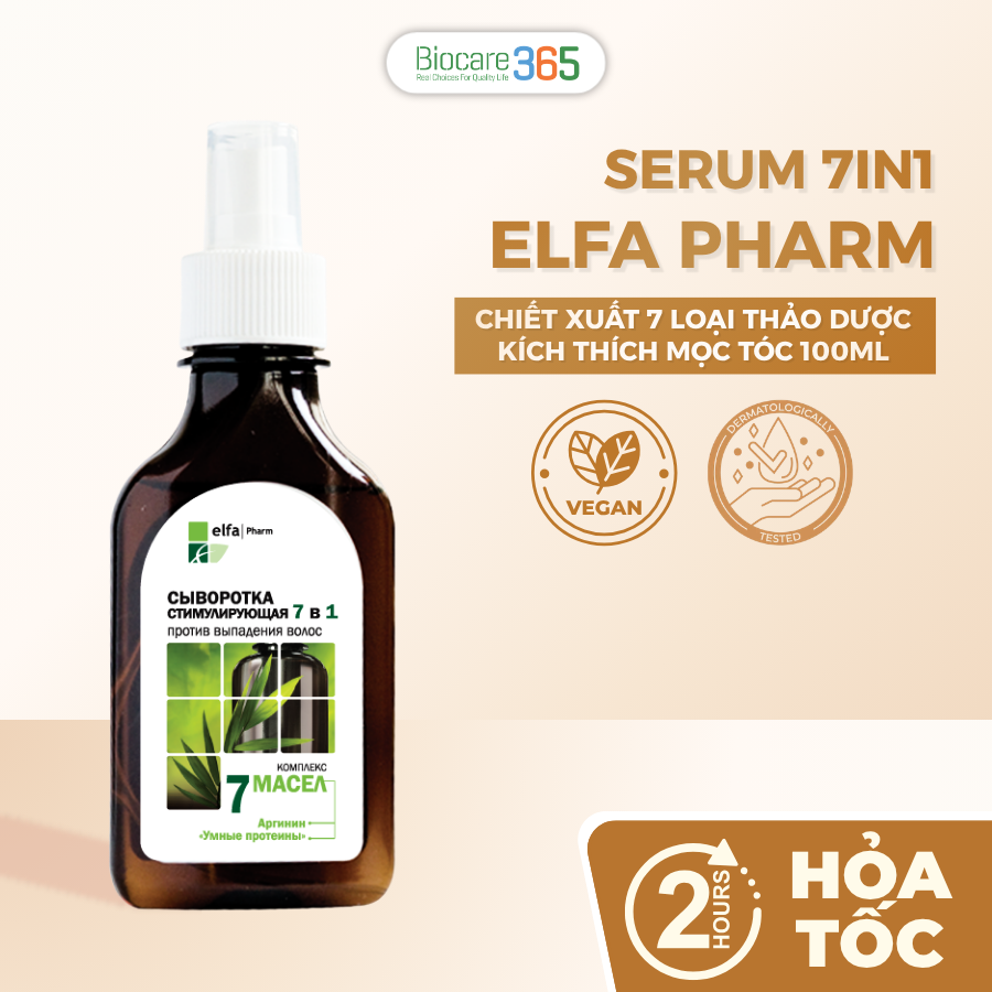Serum kích thích mọc tóc Elfa Pharm 7in1 chiết xuất 7 loại tinh dầu thảo dược 100ml