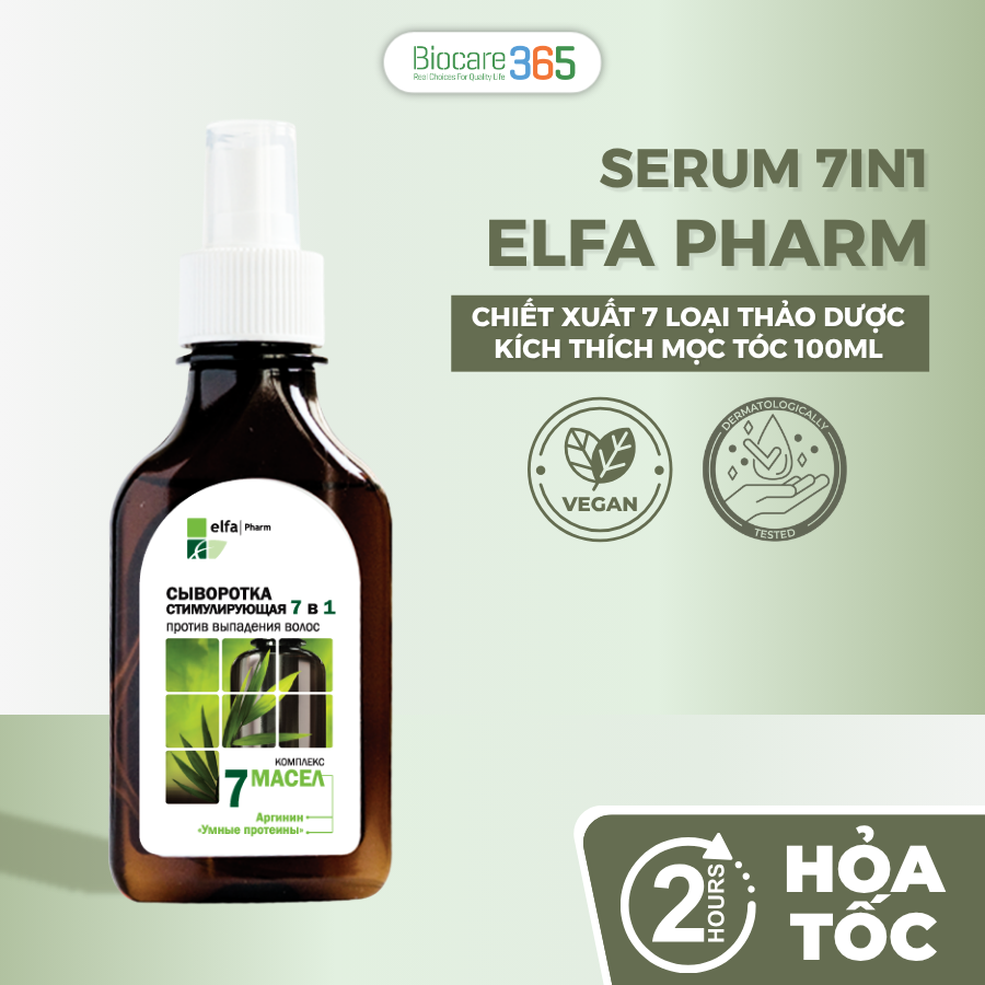 Serum kích thích mọc tóc Elfa Pharm 7in1 chiết xuất 7 loại tinh dầu thảo dược 100ml