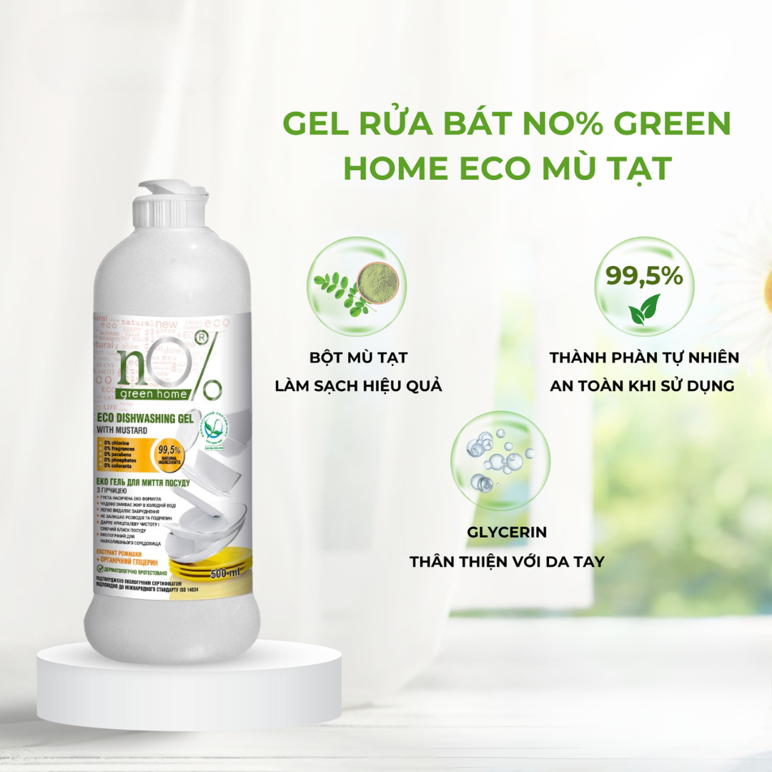  Gel rửa chén bát nO% green home ECO với mù tạt 500 ml 