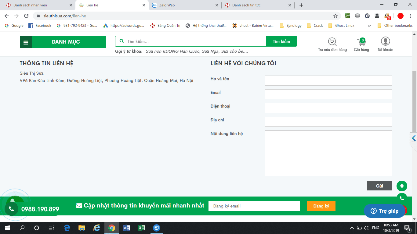 Liên hệ website
