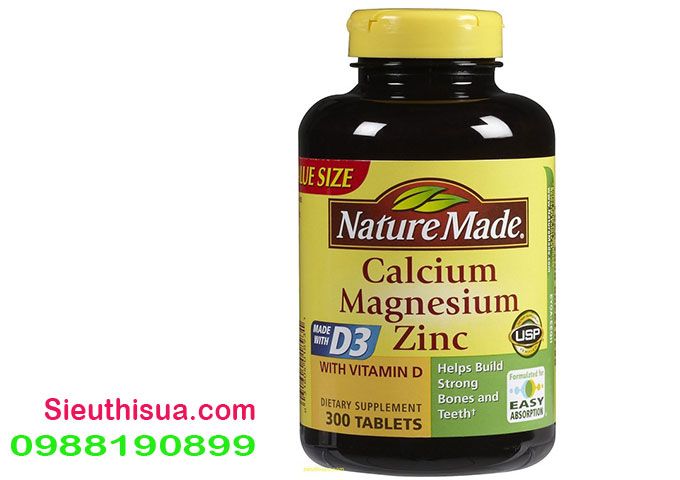 VitaminD Nature made calcium magnesium zinc D3 300 viên