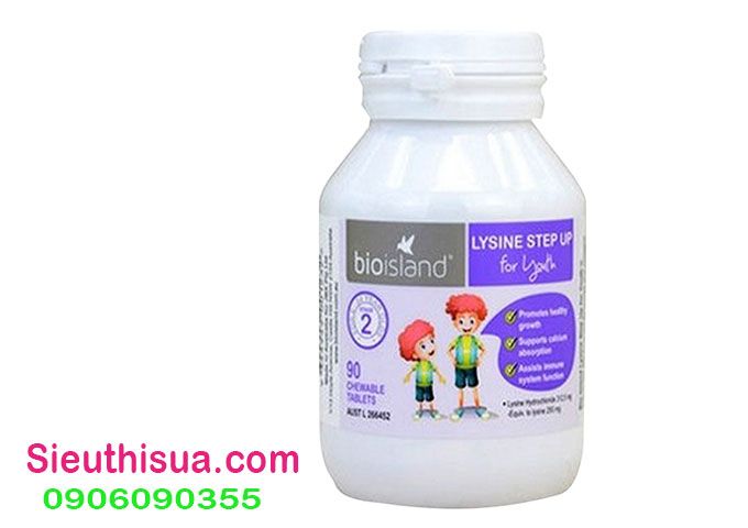 Bio island lysine step up tăng chiều cao 90 viên của Úc cho trẻ từ 6 -24 tuổi