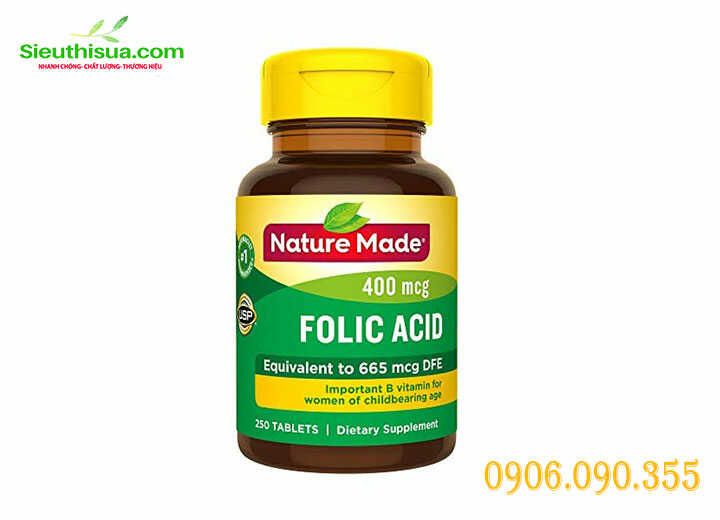 Acid folic nature made 400mcg bổ sung cho bà bầu