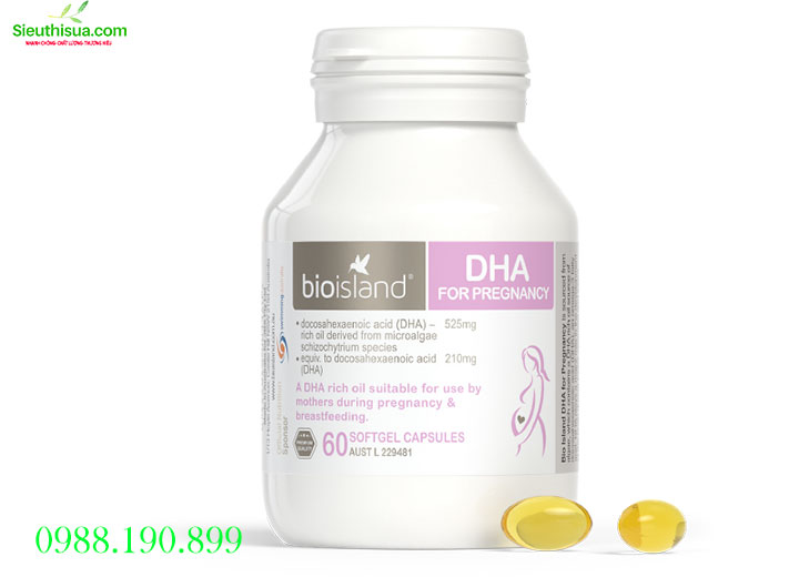 Viên uống DHA Bioisland 60 viên cho mẹ bầu mẫu mới 2019