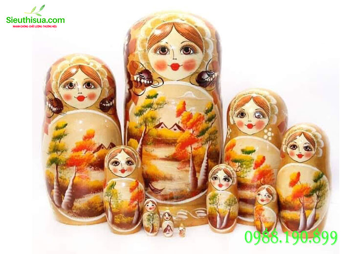 Búp bê Nga matryoshka bộ 10 con mẫu rừng bạch dương