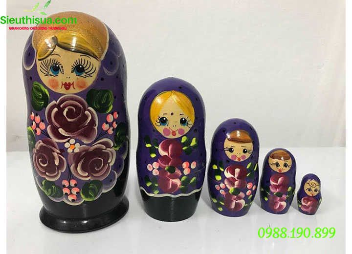 Búp bê Matryoshka bộ 5 con mẫu hoa 23 chi tiết