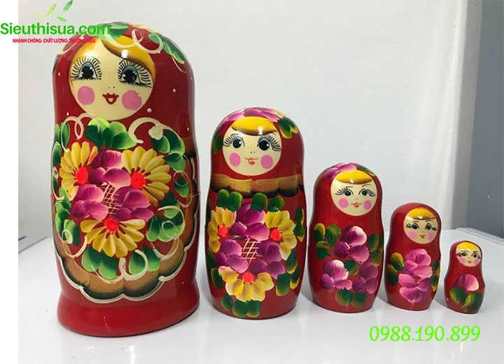 Búp bê Matryoshka bộ 5 con mẫu hoa 21 chi tiết