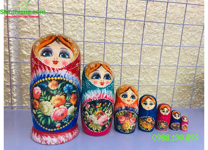 Búp bê Matryoshka bộ 7 con mẫu hoa 21 chi tiết